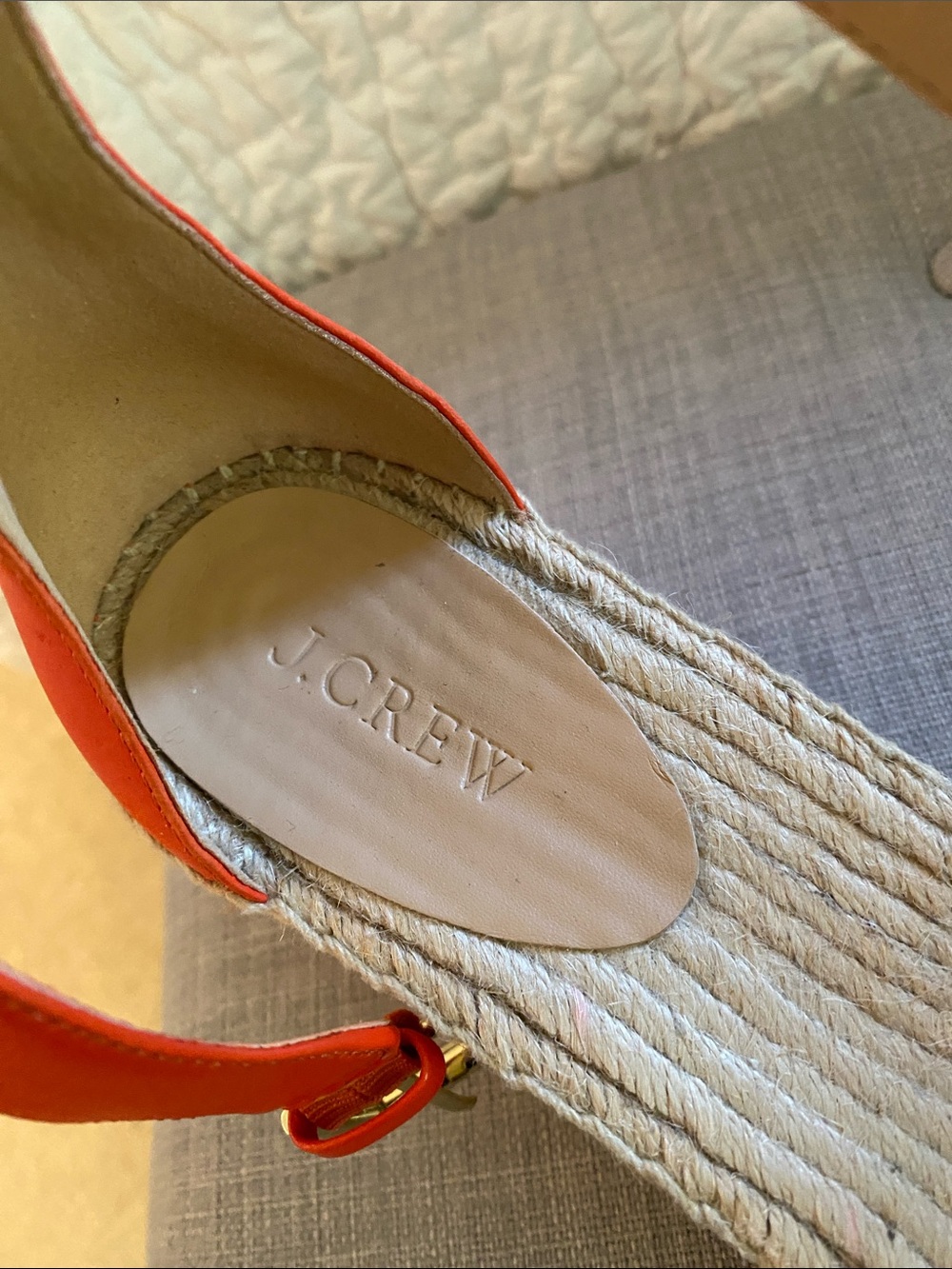 J. CREW Coral Leather Espadrille Wedge Sandals with Ankle Strap - Picture 2 of 7